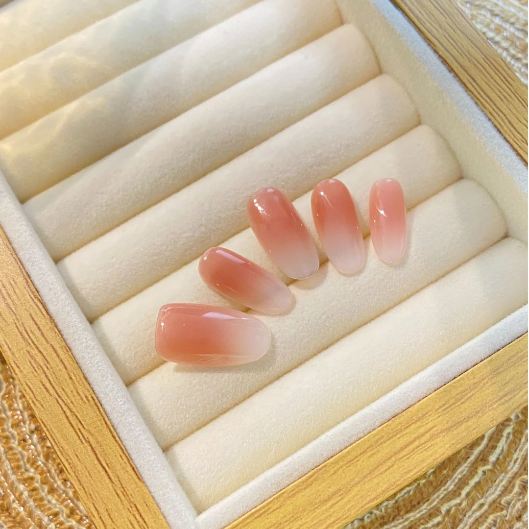 【裸色纯手工】自然渐变腮红小众高级显白穿戴甲纯欲清新ins风