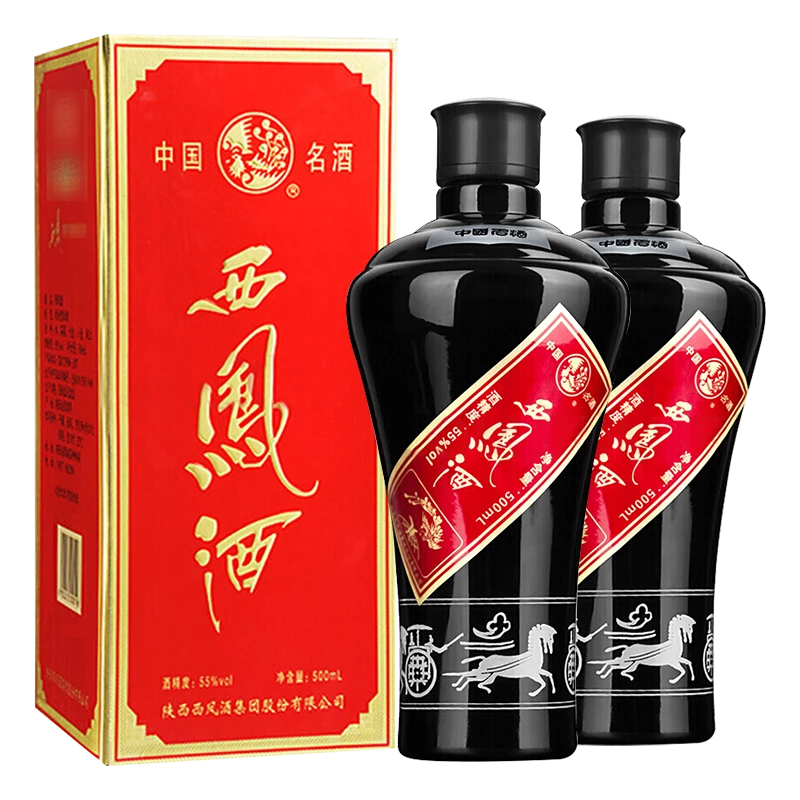 西凤2019年生产55度西凤酒墨瓶 凤香型白酒瓶装名酒珍藏55度500ml