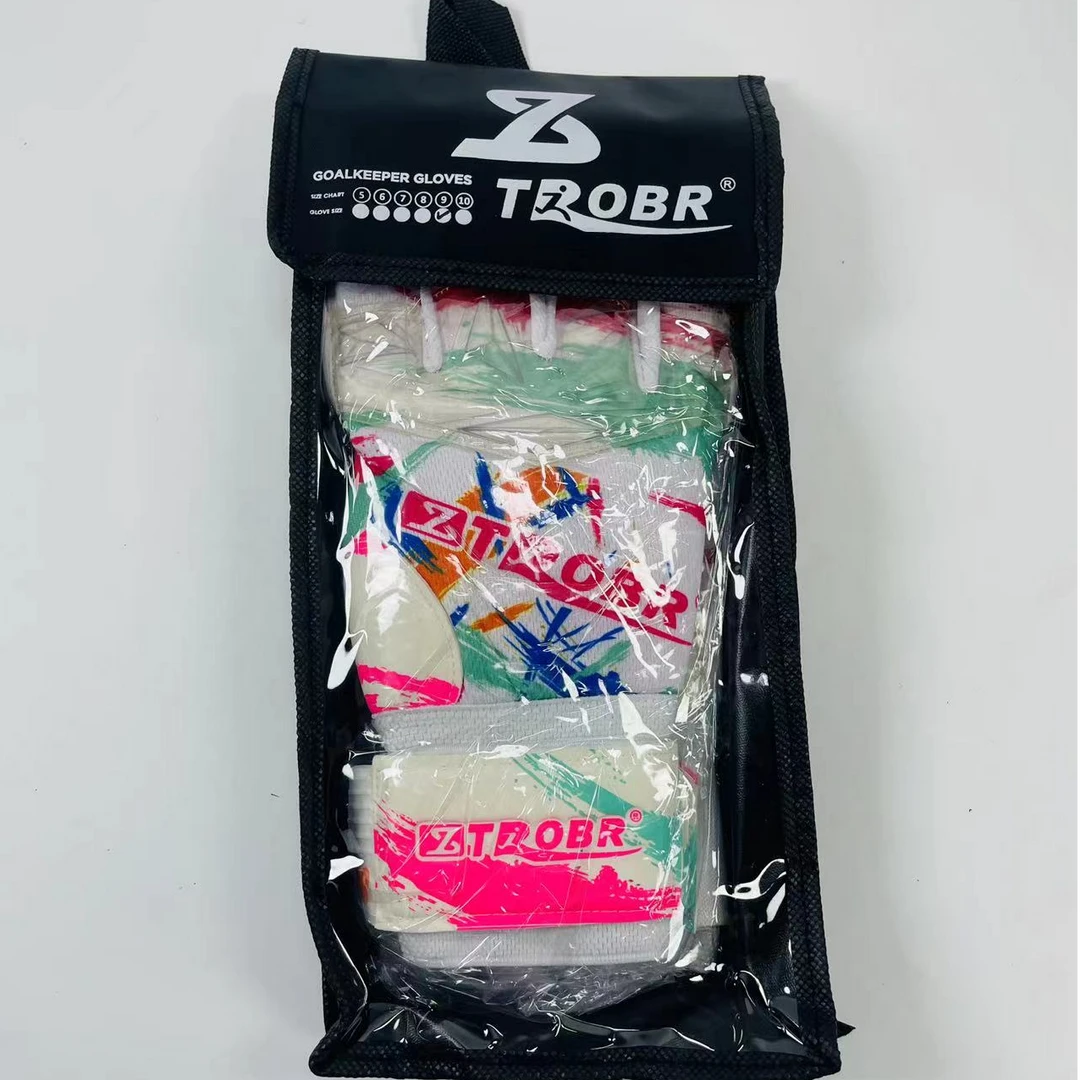 TROBR/拓佰彩云蓝粉色巴基斯坦进口防滑训练比赛级足球守门员手套