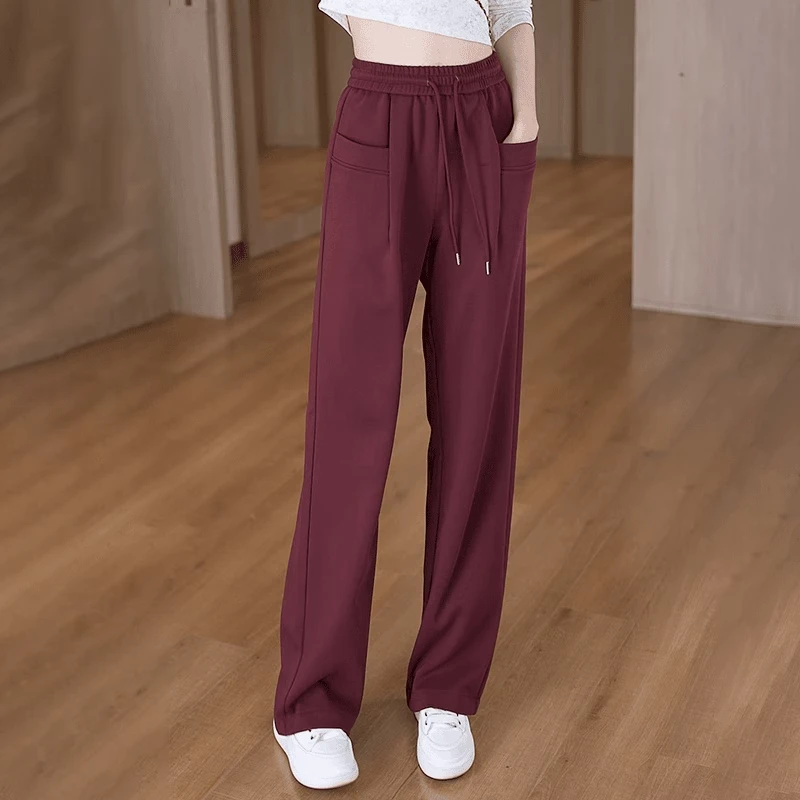阔腿裤女2025新款春秋窄版安哥拉红外穿运动裤高腰垂感直筒卫裤子