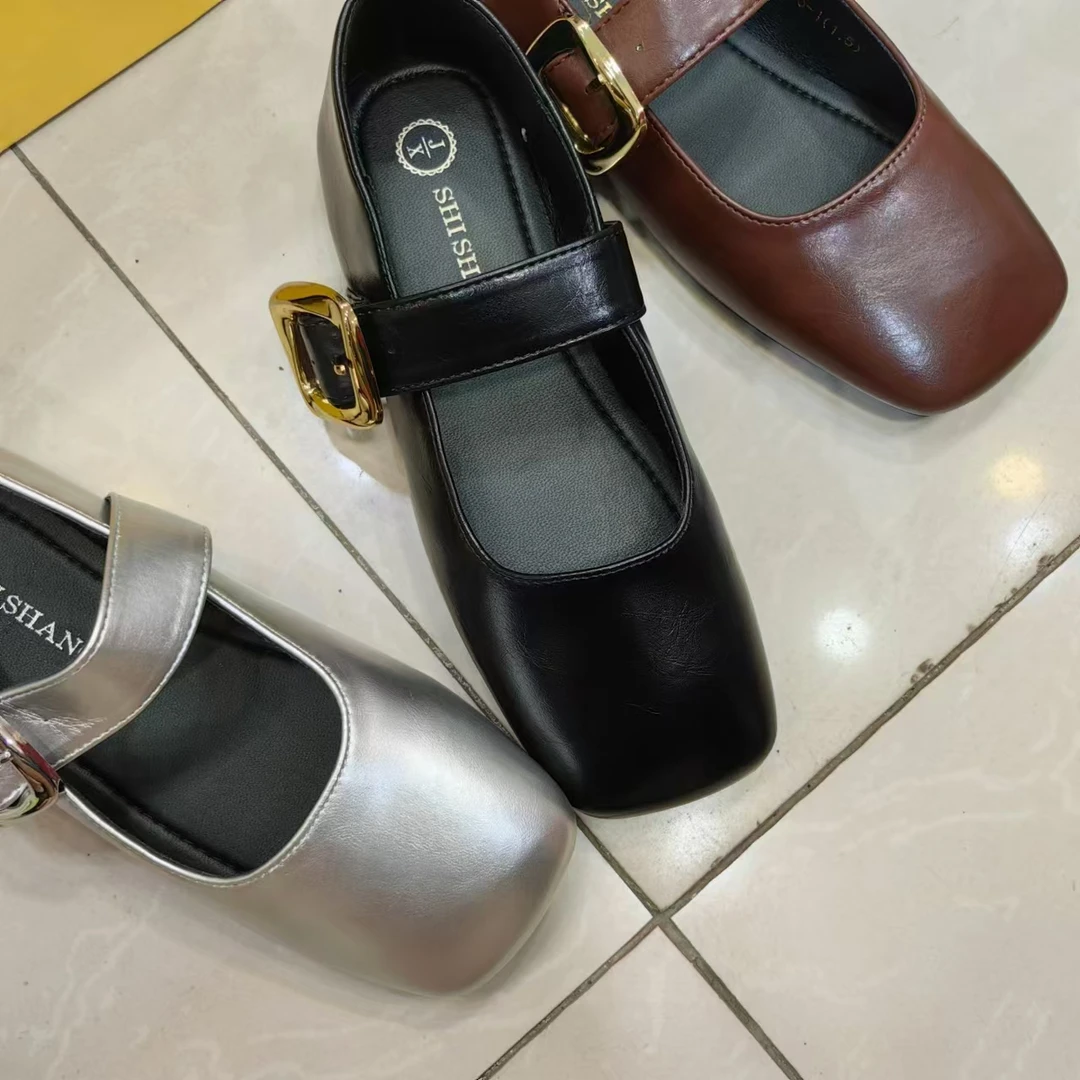 8305-1 小众法式复古方头玛丽珍鞋女2024新款平底浅口软底单鞋