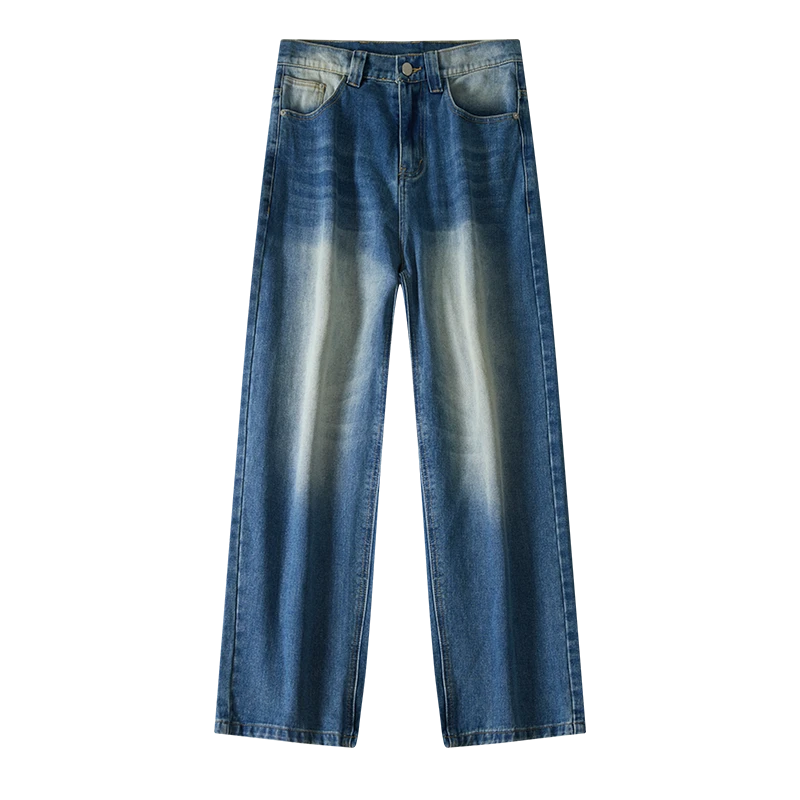 X3休闲宽松休闲裤直筒牛仔裤男士复古黑色水洗男女同款