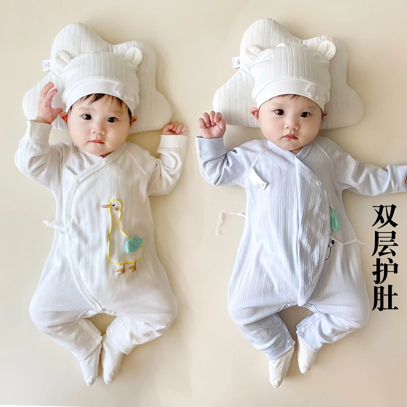 0-3月婴儿和尚服连体衣春秋52码宝宝衣服2新生儿睡衣秋冬打底纯棉