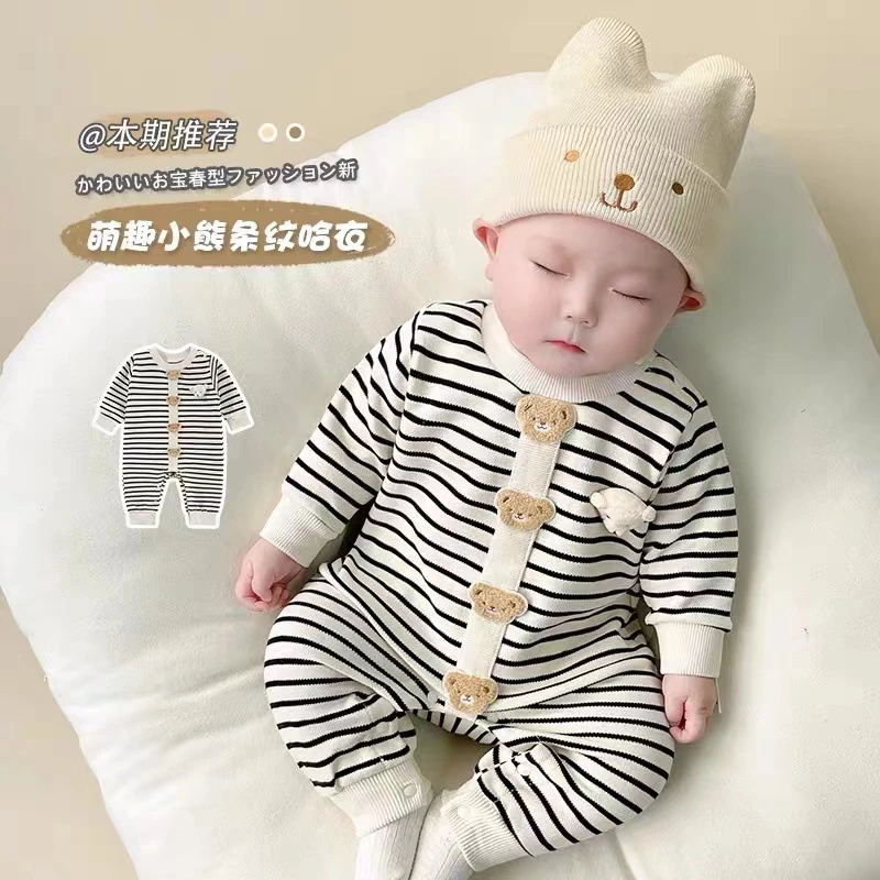 婴儿连体衣春秋款宝宝哈衣爬服新生儿衣服春装超萌外出服网红秋装