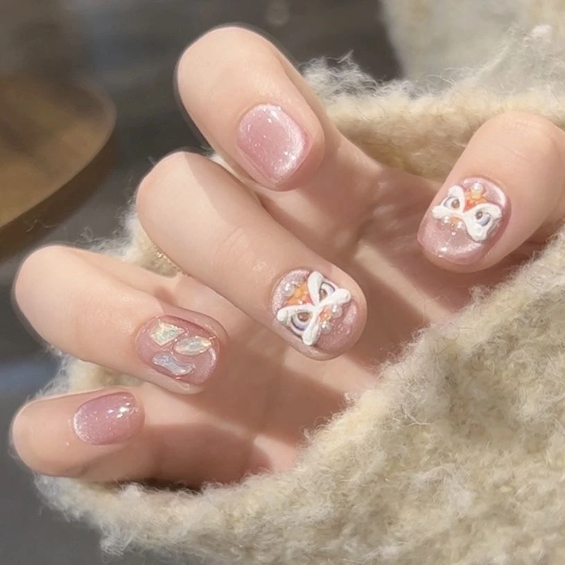 【喜事桃桃】三仟纯手工穿戴甲 国潮新中式美甲 新年战甲立体手绘