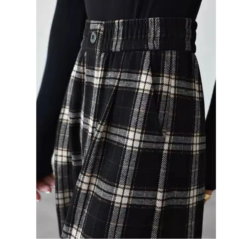 复古格子裤女2025春秋新款高腰宽松休闲外穿香蕉裤休闲裤阔腿裤