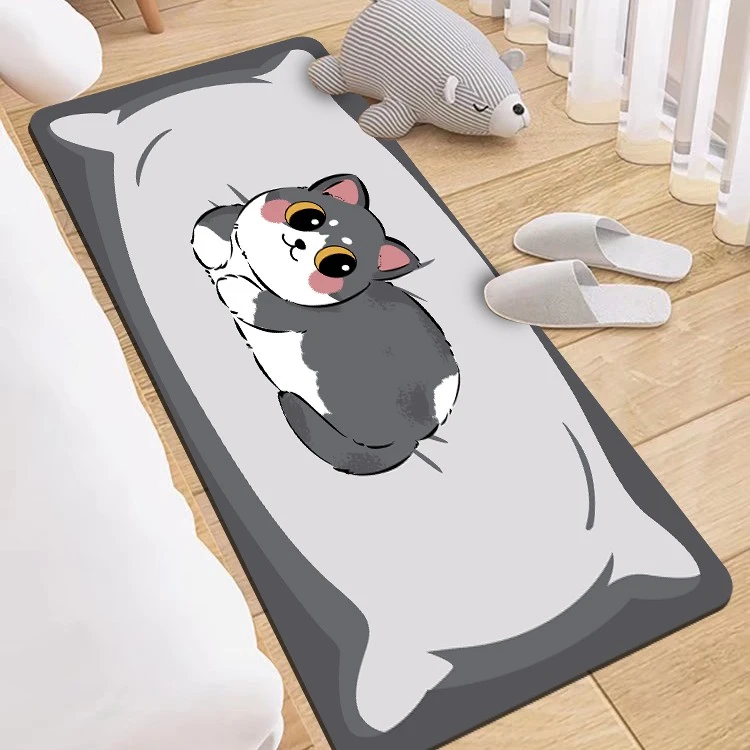 床边地垫地毯小灰猫卧室咪地毯家用