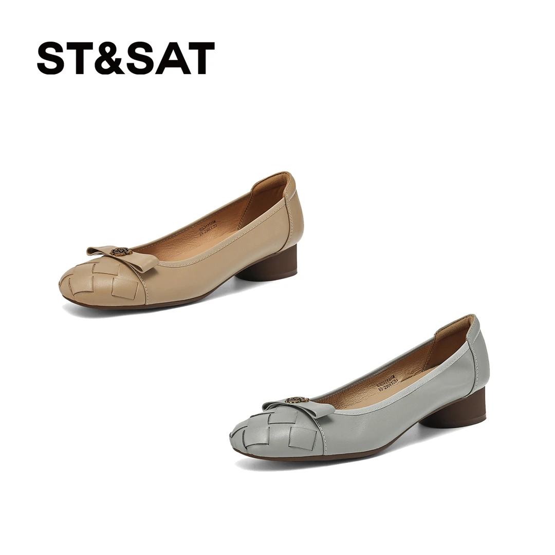 星期六2024百搭软底春季浅口单鞋中跟圆头秋季舒适通勤鞋气质女鞋