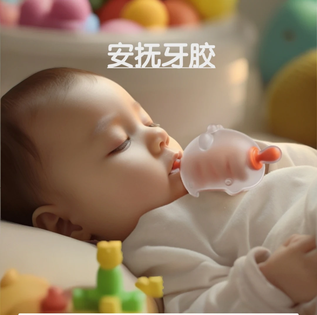 婴儿磨牙牙胶宝宝安抚牙胶食品级硅胶玩具婴幼儿牙胶宝宝牙胶护手