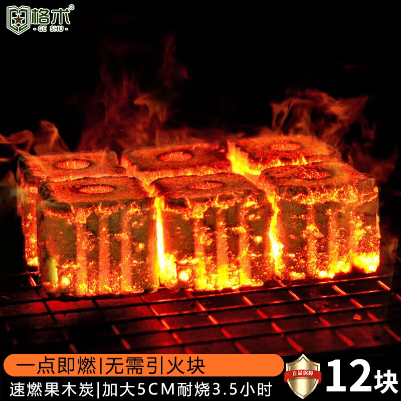 烧烤碳 烧烤炭 速燃碳 无烟果木炭烧烤炉烧烤木炭 12块大号速燃炭