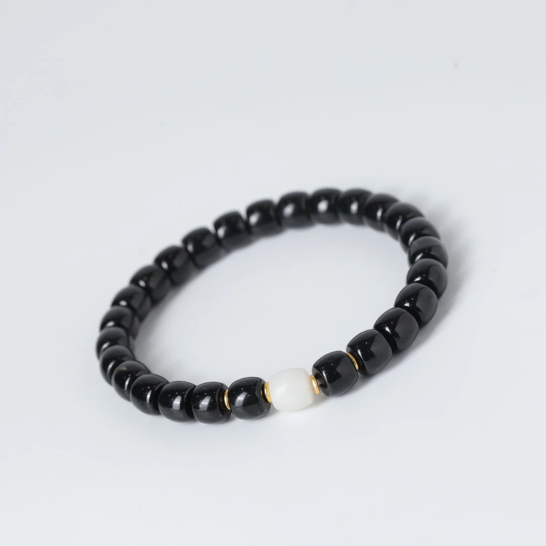 和田玉黑青星宿单圈老型手串约8*7mm约24.5g左右 22241113-01