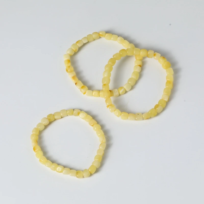 1级矿区金白小方糖蜜蜡手串6mm+4.3g多样性发货发其一MTML0801-01