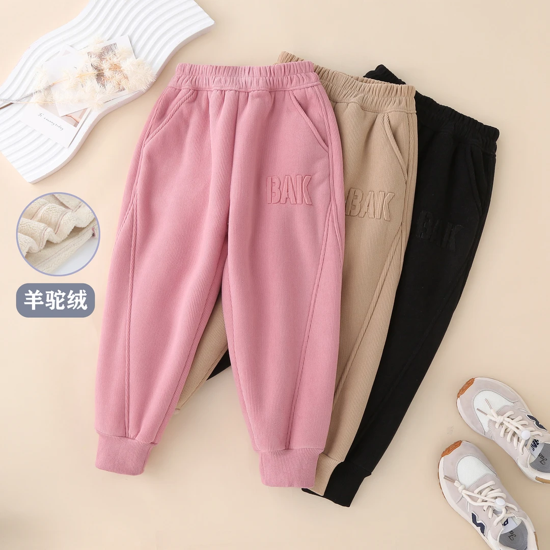 灯芯绒立体印卫裤！【一条过冬】男女童加绒加厚卫裤