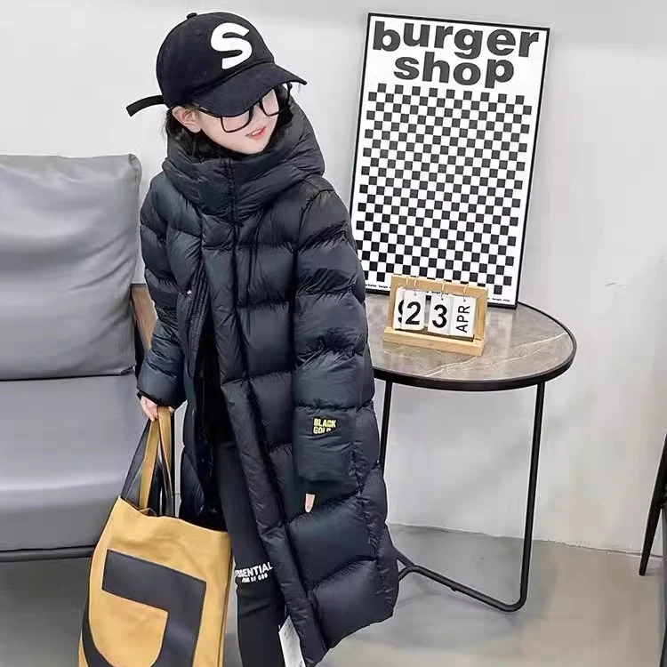 巴拉巴拉云朵儿童羽绒服黑金中长款过膝加厚男童女童青少年冬装20