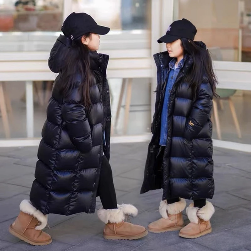 巴拉童年儿童羽绒服女童中长款冬季过膝长款男童冬装免洗白鸭加厚