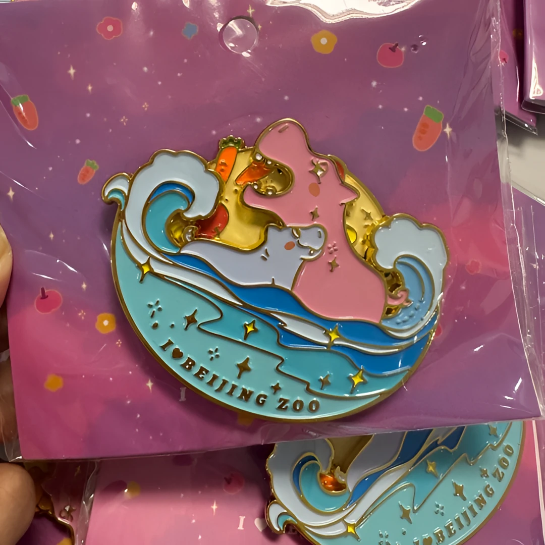 母子河马旋转冰箱贴
