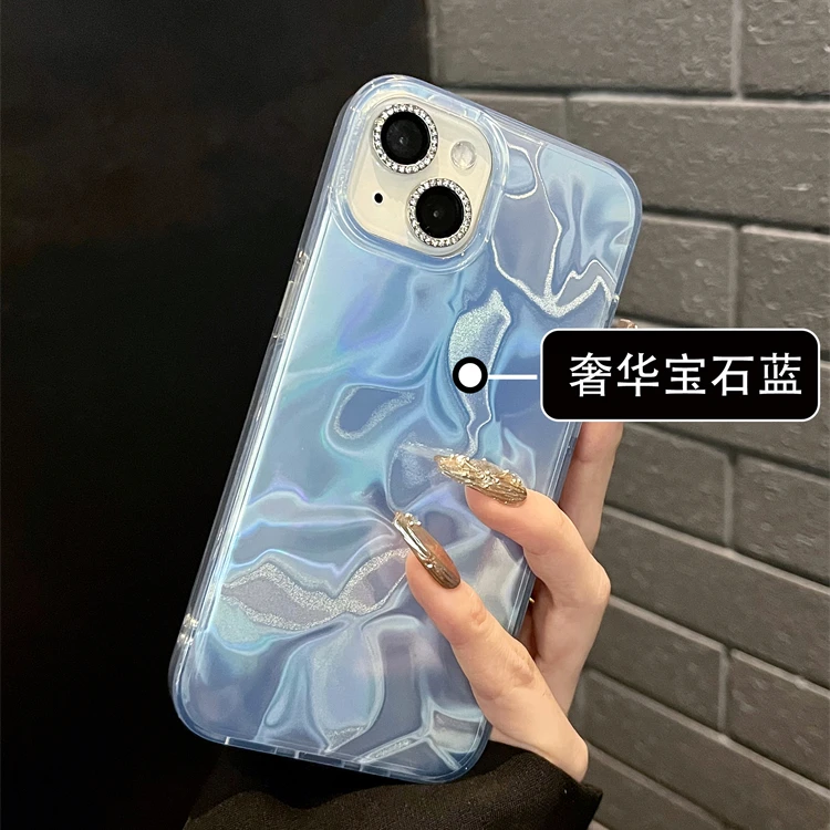 晕染渐变小清新水波纹适用苹果15pro手机壳简约iPhone14创意13女