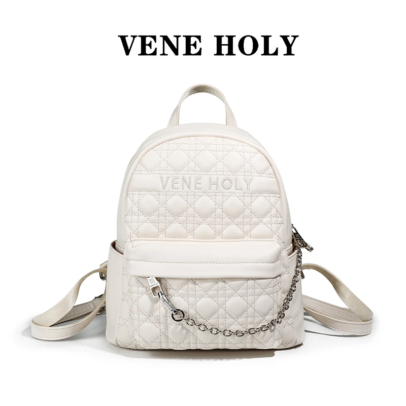 VENE HOLY新款通勤时尚高级感简约轻便双肩包DL437白色