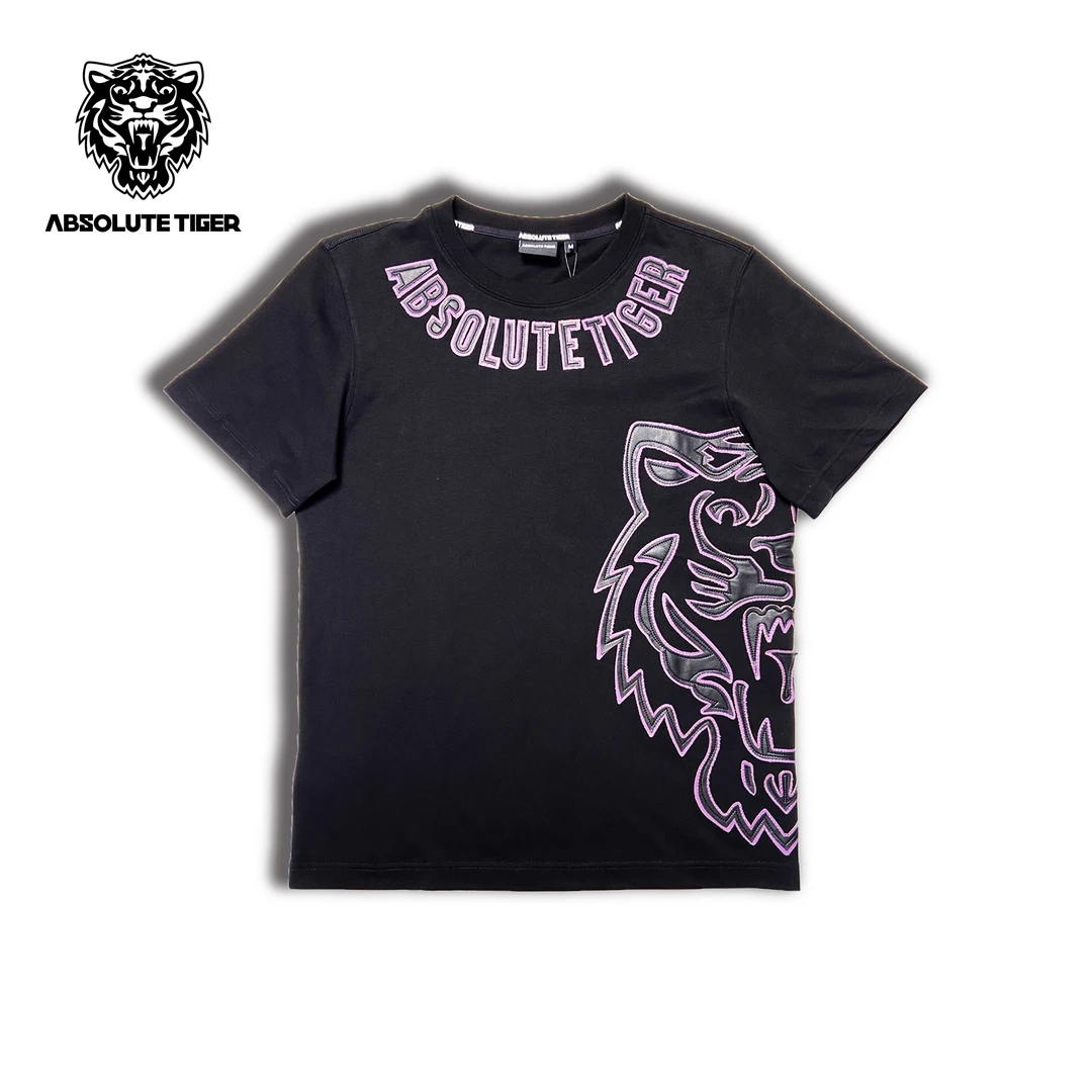 ABSOLUTE TIGER潮牌T恤230g设计师毛边贴补刺绣065
