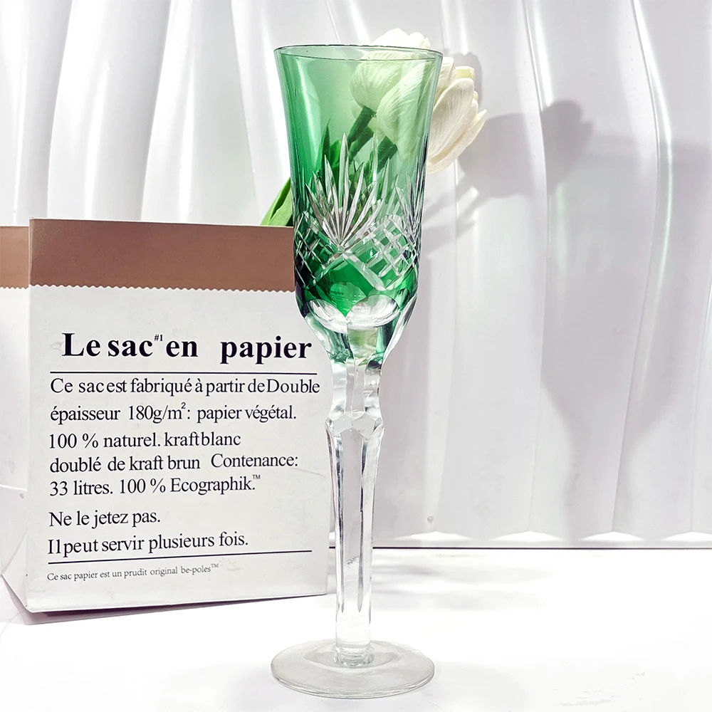 微瑕江户切子水晶玻璃香槟冰威士忌杯复古网红高颜值家用玻璃杯