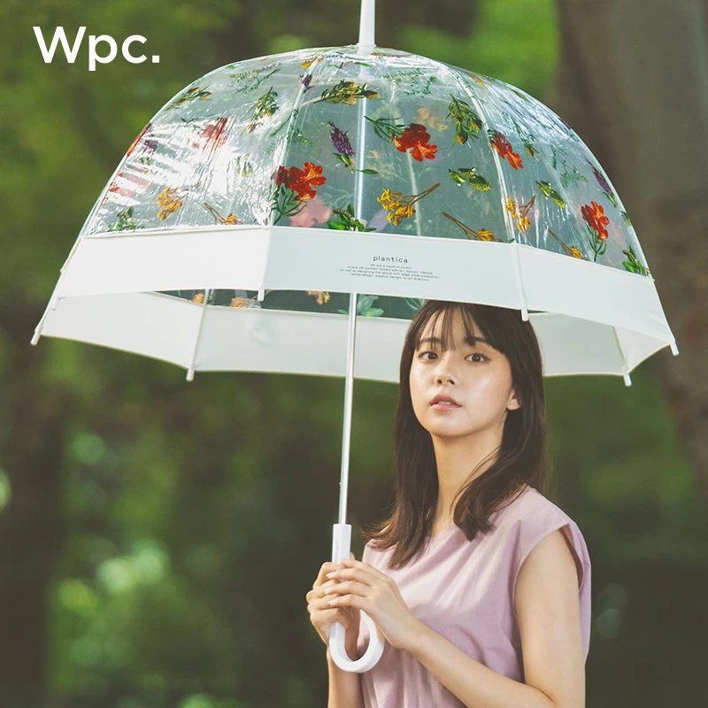 Wpc.plantica华道家联名款透明伞日系清新花艺鸟笼长柄折叠雨伞