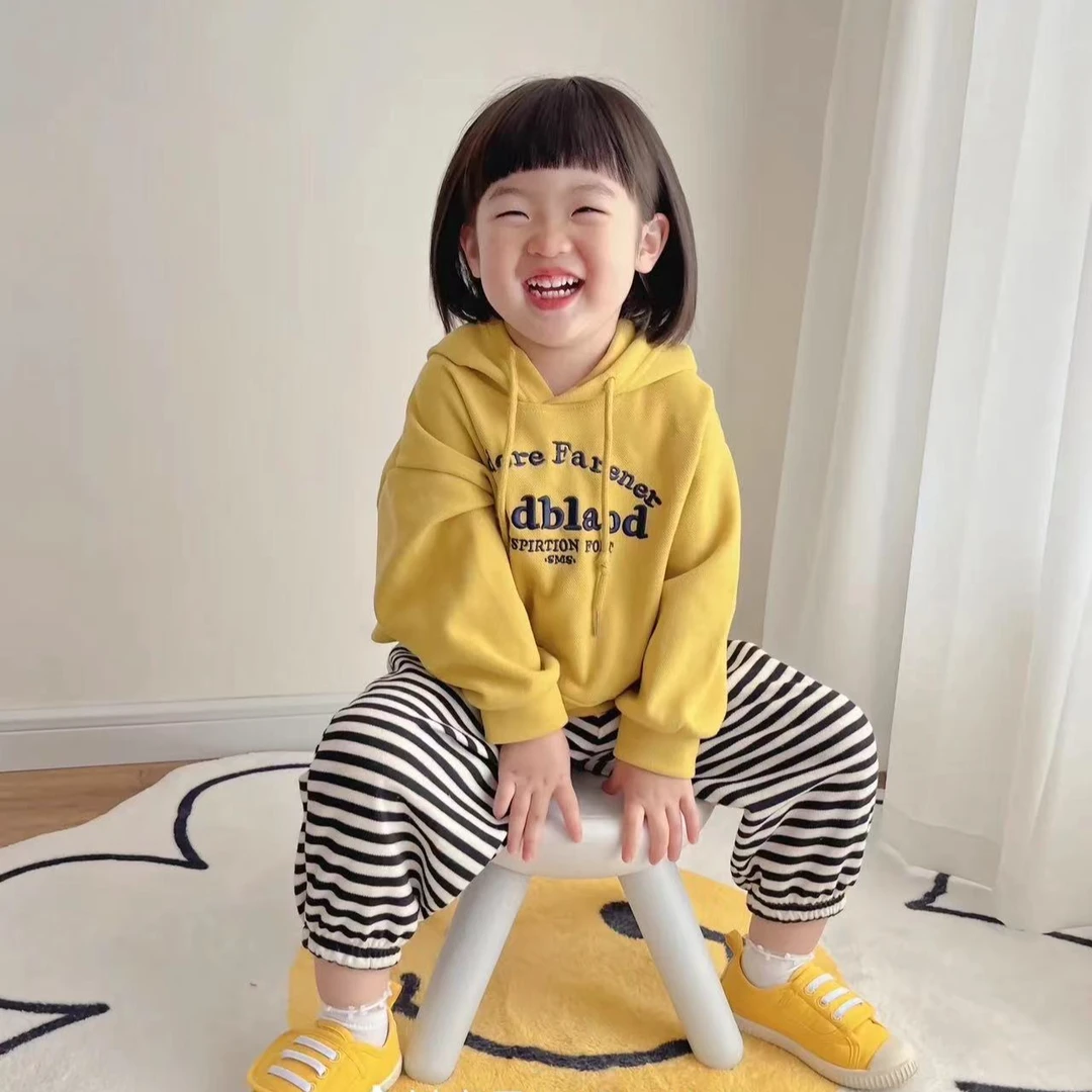 【粉丝专享】2024春秋宽松时尚潮流刺绣洋气韩版卫衣儿童连帽卫衣