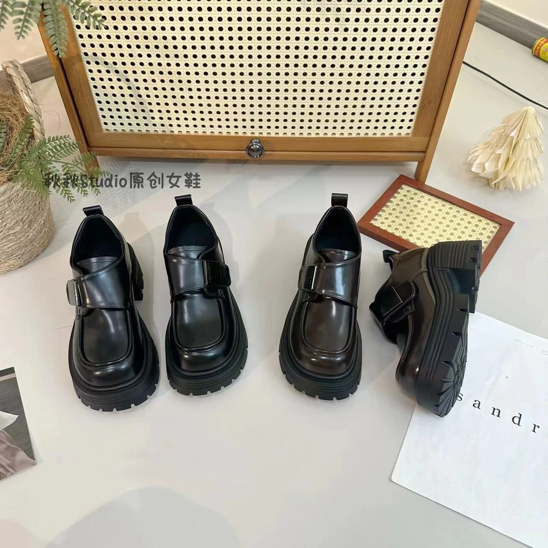【w】7公分厚底小皮鞋英伦风时尚百搭轻奢松弛感圆头乐福鞋女