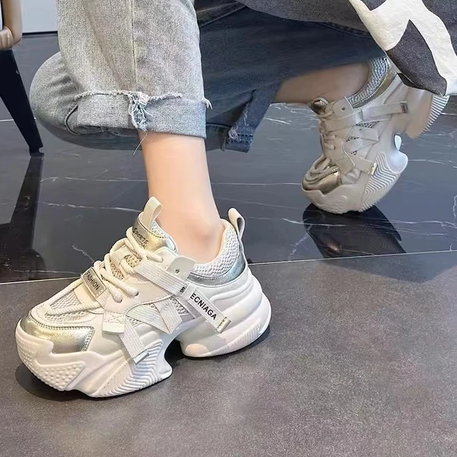 【鞋子】老爹鞋女新款学院风系带运动松糕鞋厚底休闲鞋-3773