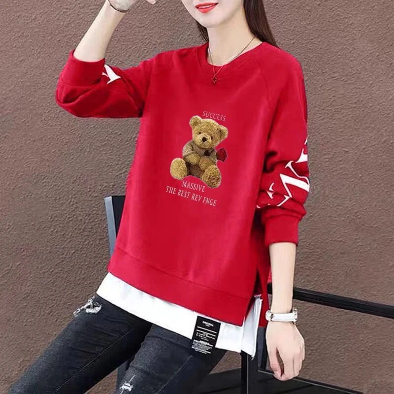 假两件卫衣女士韩版宽松2023秋装新款薄款洋气长袖上衣外套潮ins