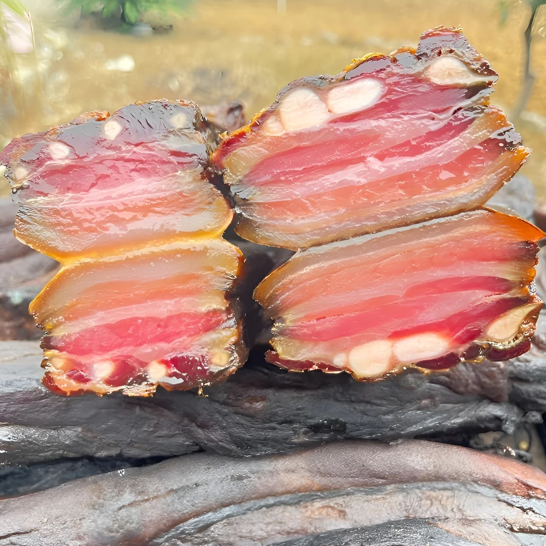 【五花肉试吃】土家传统烟熏黑猪五花腊肉
