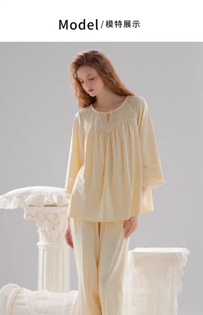 尘熙原创睡衣套装家居服女士两件长袖长裤法式宫廷浪漫甜美家居服