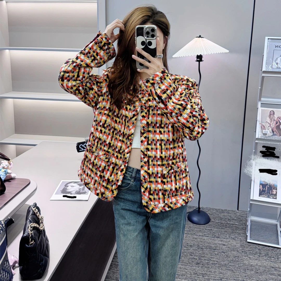 2025秋冬新款午后巴黎撞色小香外套V1034