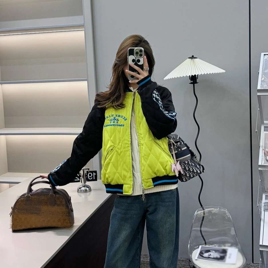 【晶】2024秋冬新款双面十字涂鸦棒球外套V1153