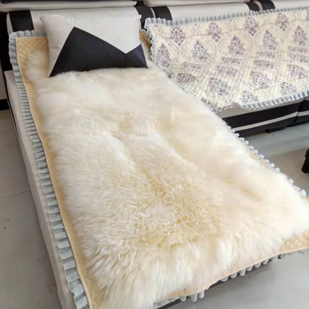 单人褥子白色沙发毛毯皮毛一体整皮毯双人