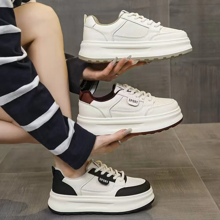 【华小姐】秋冬季新款时尚潮流圆头厚底透气百搭加绒休闲鞋21-1