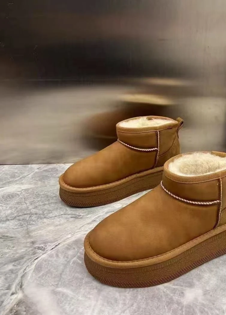 【华小姐】秋冬季新款时尚潮流圆头平底百搭雪地靴66-31