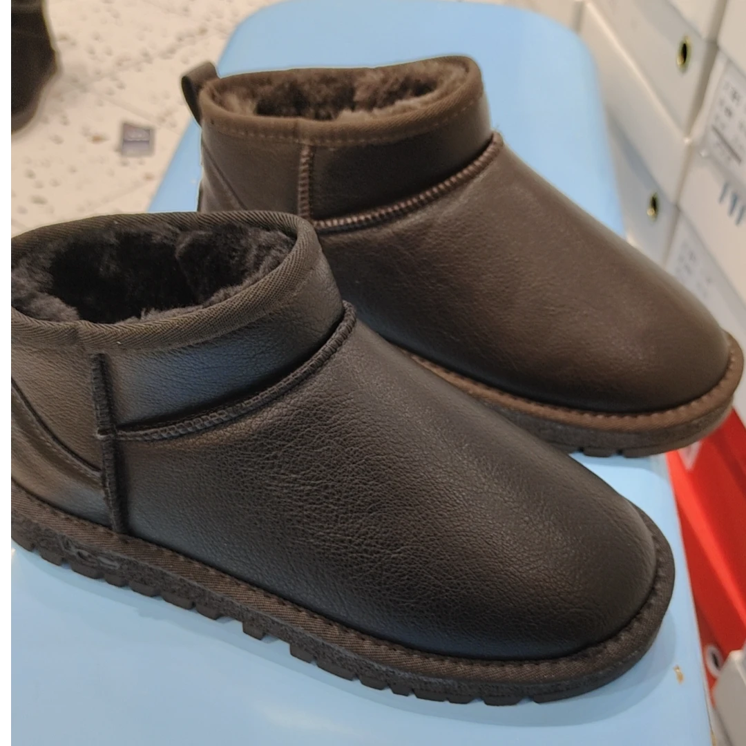 【华小姐】【男士】秋冬季新款时尚潮流圆头平底加毛雪地棉靴18-5