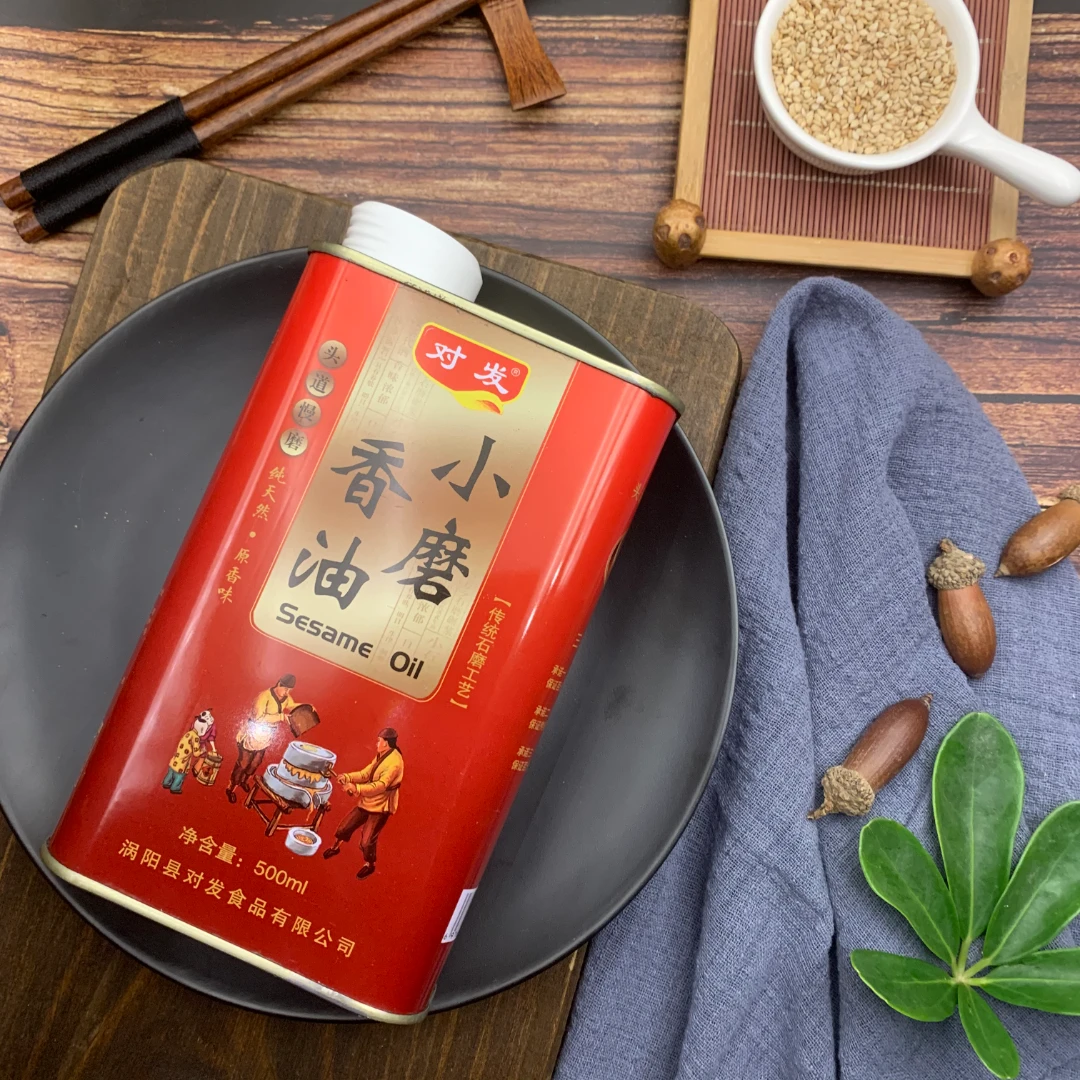 对发100%纯芝麻小磨香油500ml石磨香油古法传承芝麻香油纯芝麻油
