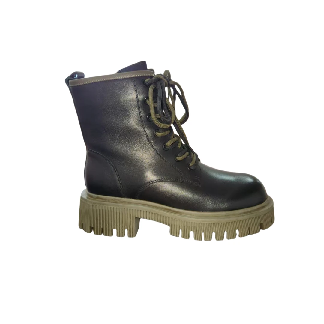 Harson/哈森马丁靴冬季女厚底中跟休闲秋冬圆头潮流女靴-HA221713