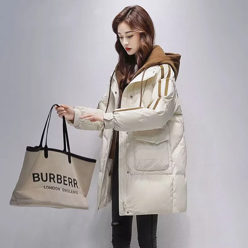 韩版棉服连帽冬季厚款潮流中长款棉衣保暖毛领情侣女士外套