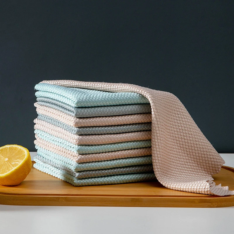擦玻璃抹布鱼鳞抹布家用擦杯子桌子布厨房洗碗布清洁抹布