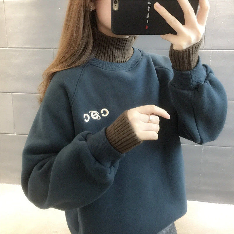 秋冬装加绒加厚韩版卫衣女装年新款爆款秋季宽松女士上衣外套