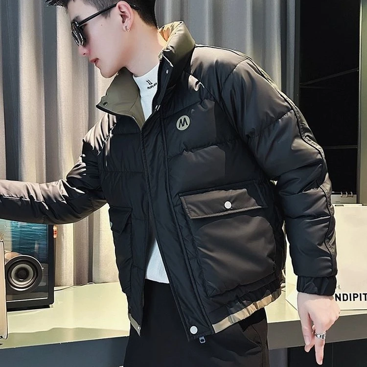 潮牌痞帅工装外套男冬款潮流休闲羽绒棉服2024新款男士冬季棉袄子