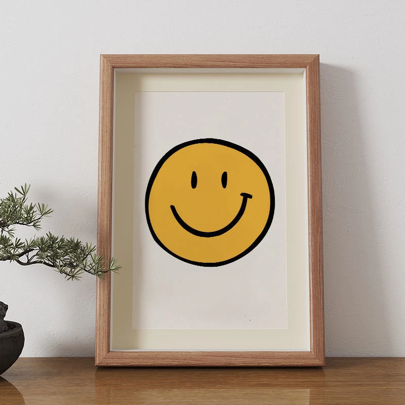 笑脸相框摆台韩系ins风太阳花装饰画北欧治愈系卧室挂画桌面摆画