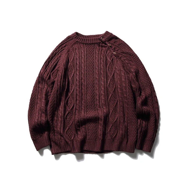 南夏乔装2023秋季新款日系纯色圆领休闲毛衣潮流百搭宽松毛线衣男