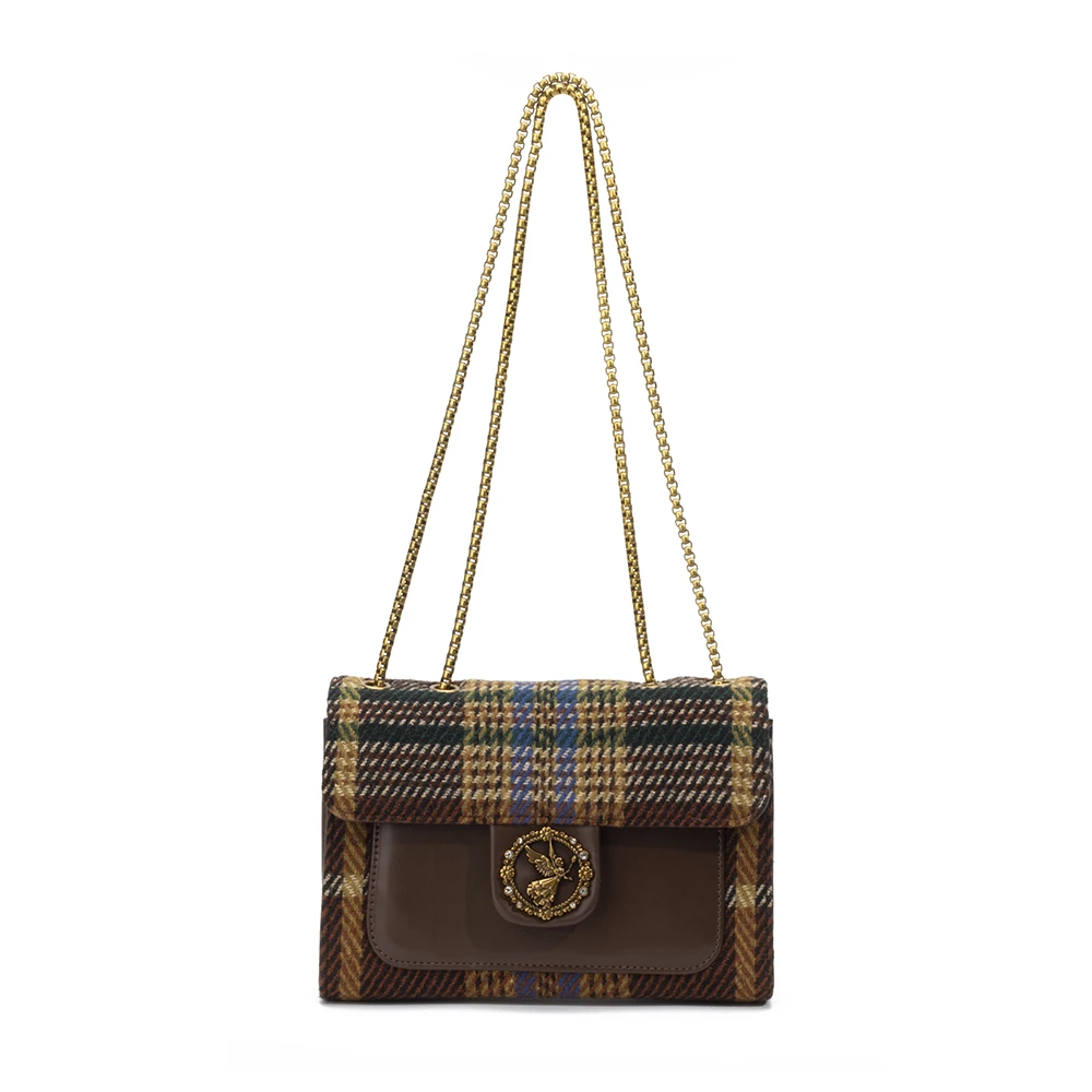 【刘叮当甄选】新潮百搭时尚气质格纹单肩斜挎包4184