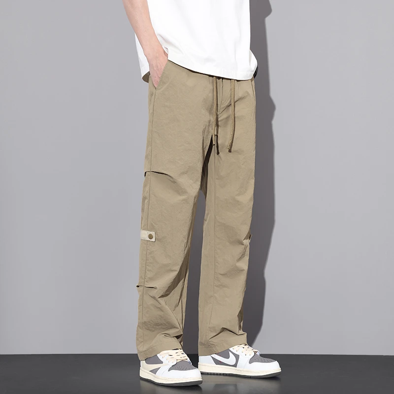休闲裤春夏新款速干伞兵直筒拖地裤舒适休闲百搭显高显瘦港风潮牌