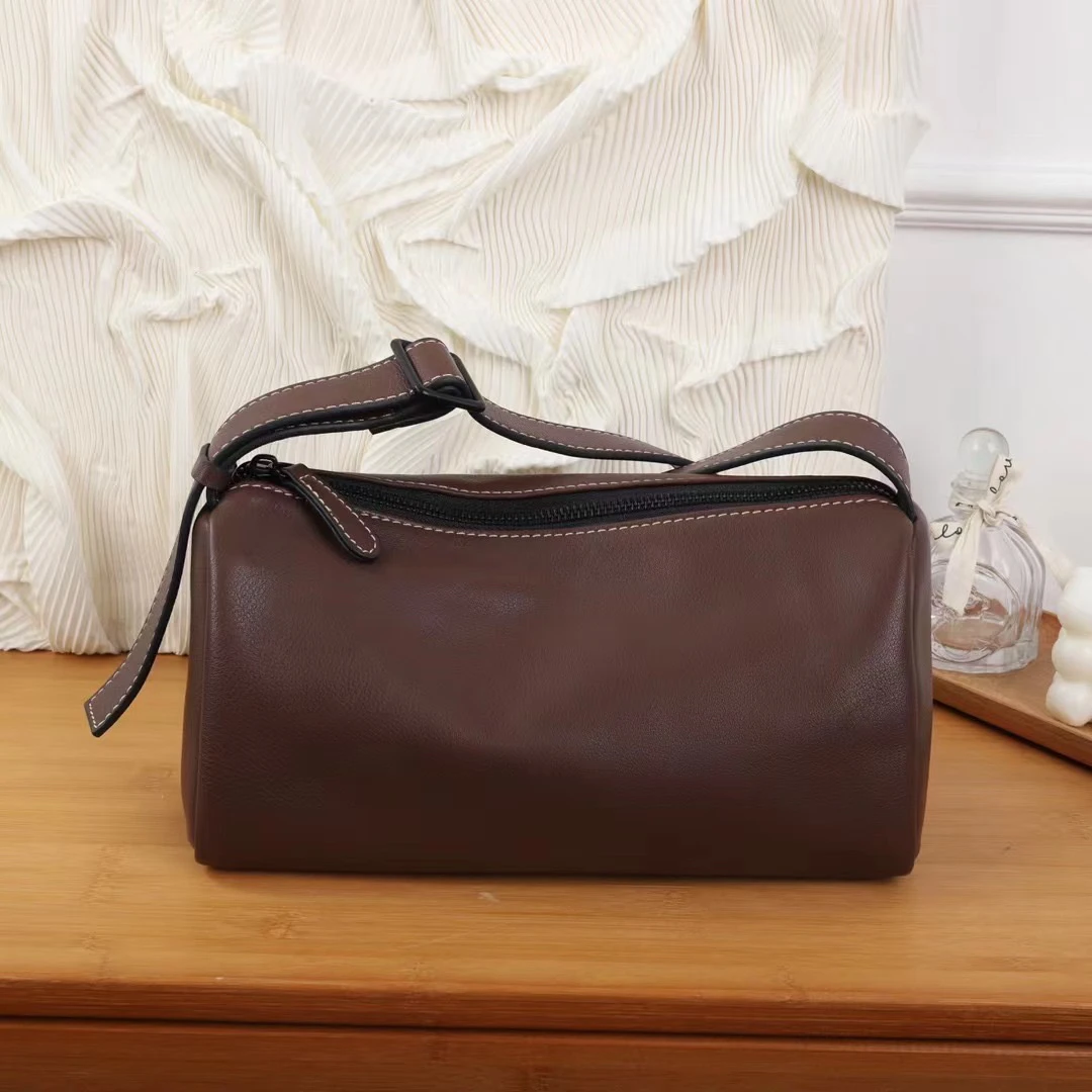 新款头层牛皮女式包秋季新品复古休闲百搭牛皮单肩斜跨包