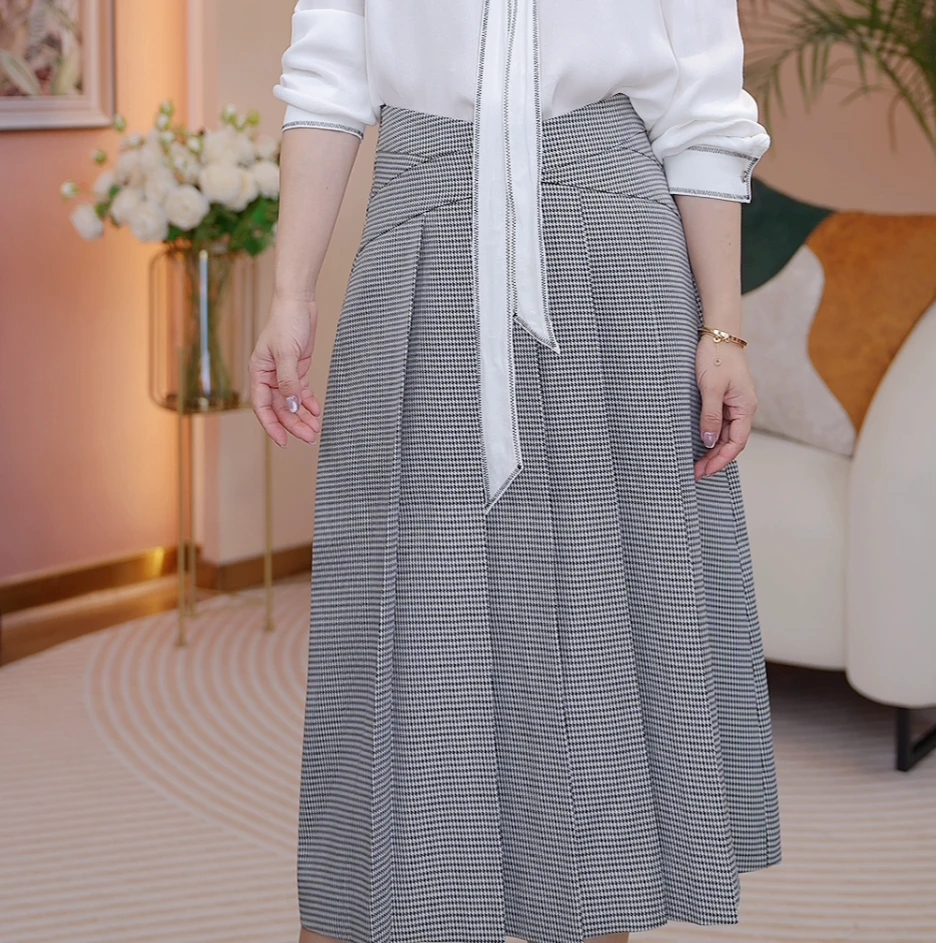 【蜜客原创】初秋时尚气质高腰优雅显瘦半身裙2493B000302