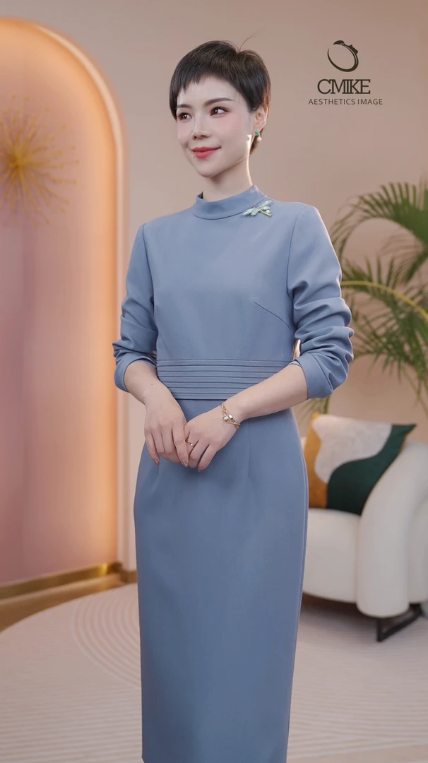 【蜜客原创】初春时尚气质轻奢显瘦设计感连衣裙2491L000026